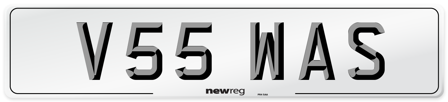 V55 WAS Number Plate from New Reg